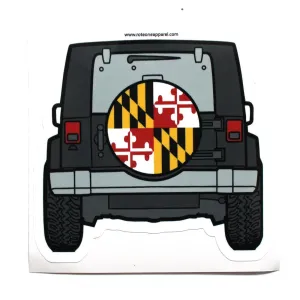 Off Road Vehicle with Maryland Flag Tire / Sticker