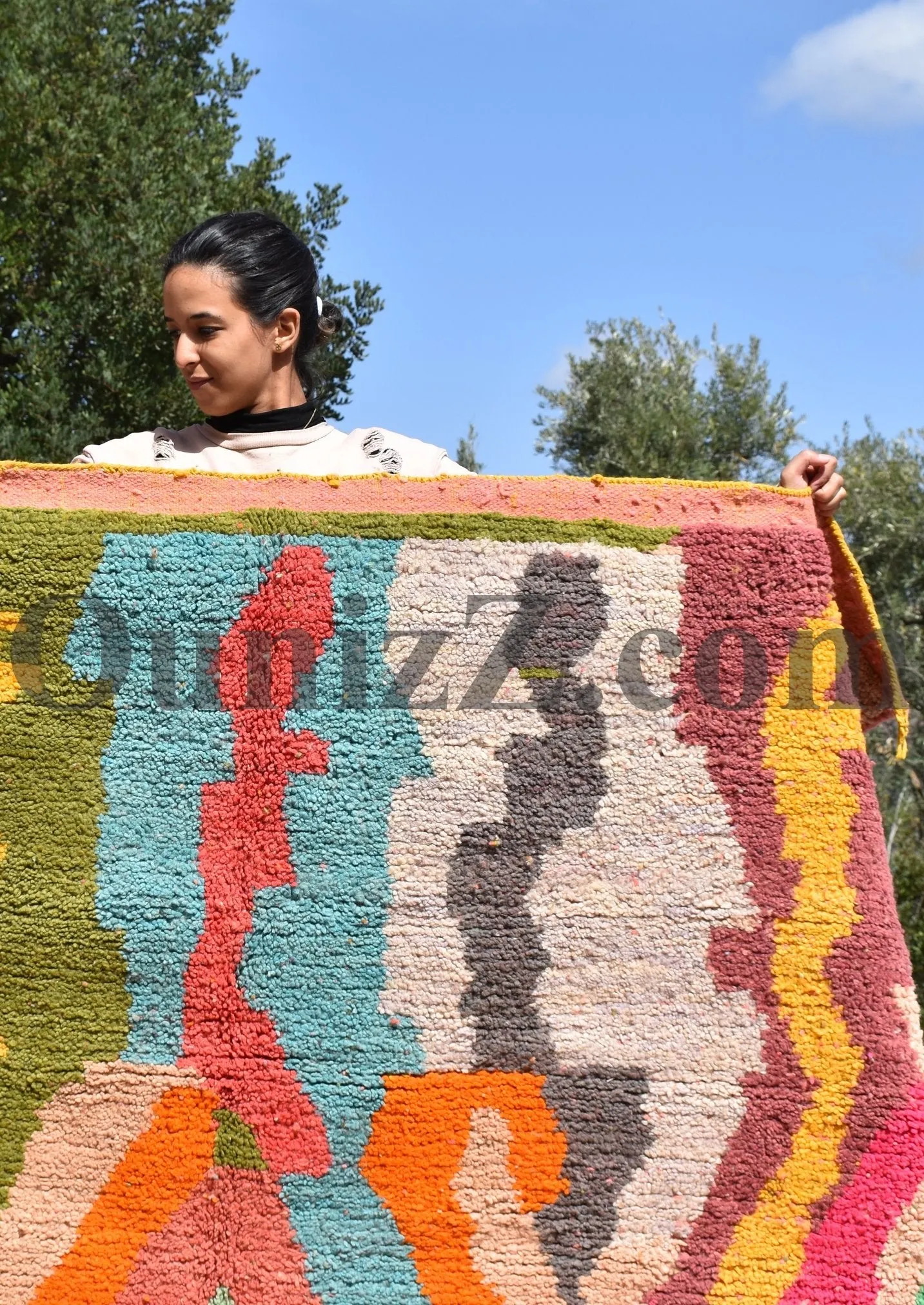OULI | 10'2x6'43 Ft | 311x196 cm | Moroccan Colorful Rug | 100% wool handmade