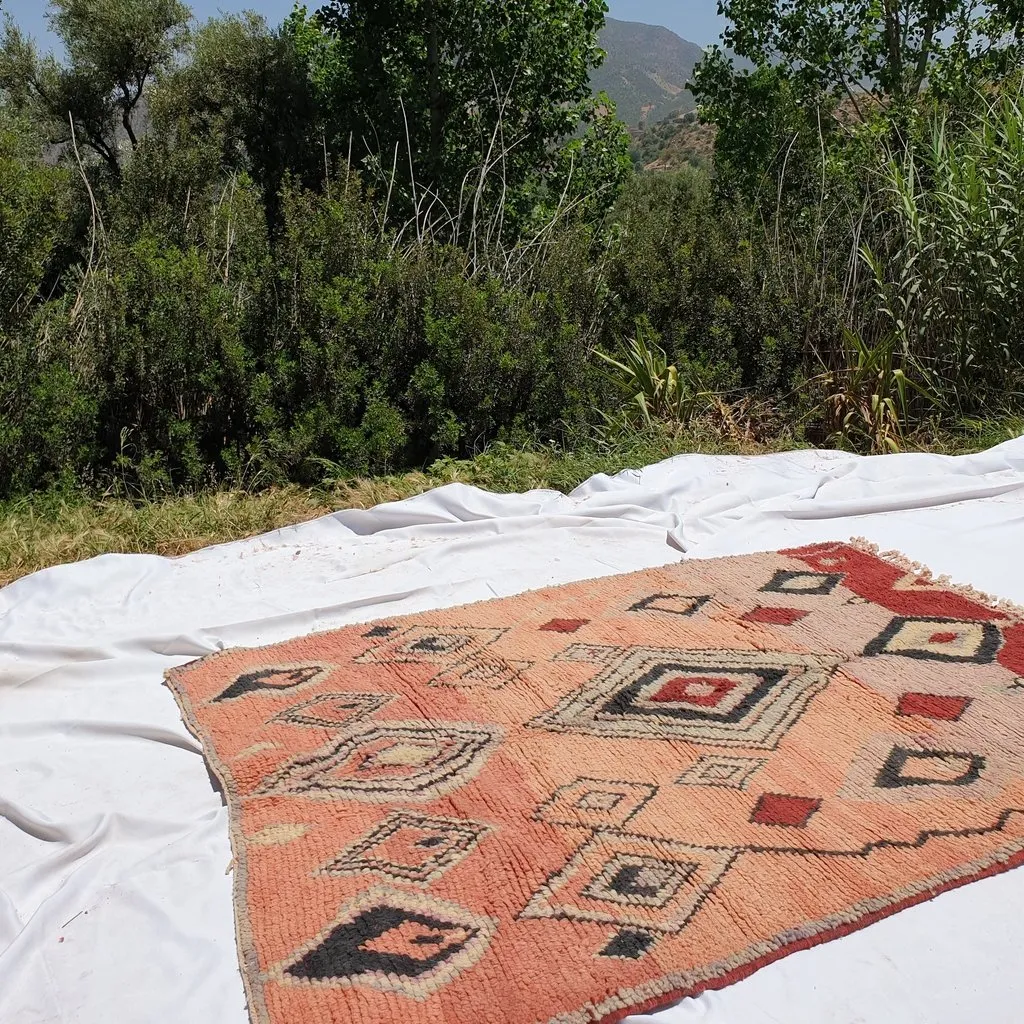 OURIOUI | 6'2x4'6 Ft | 190x140 cm | Moroccan Colorful Rug | 100% wool handmade