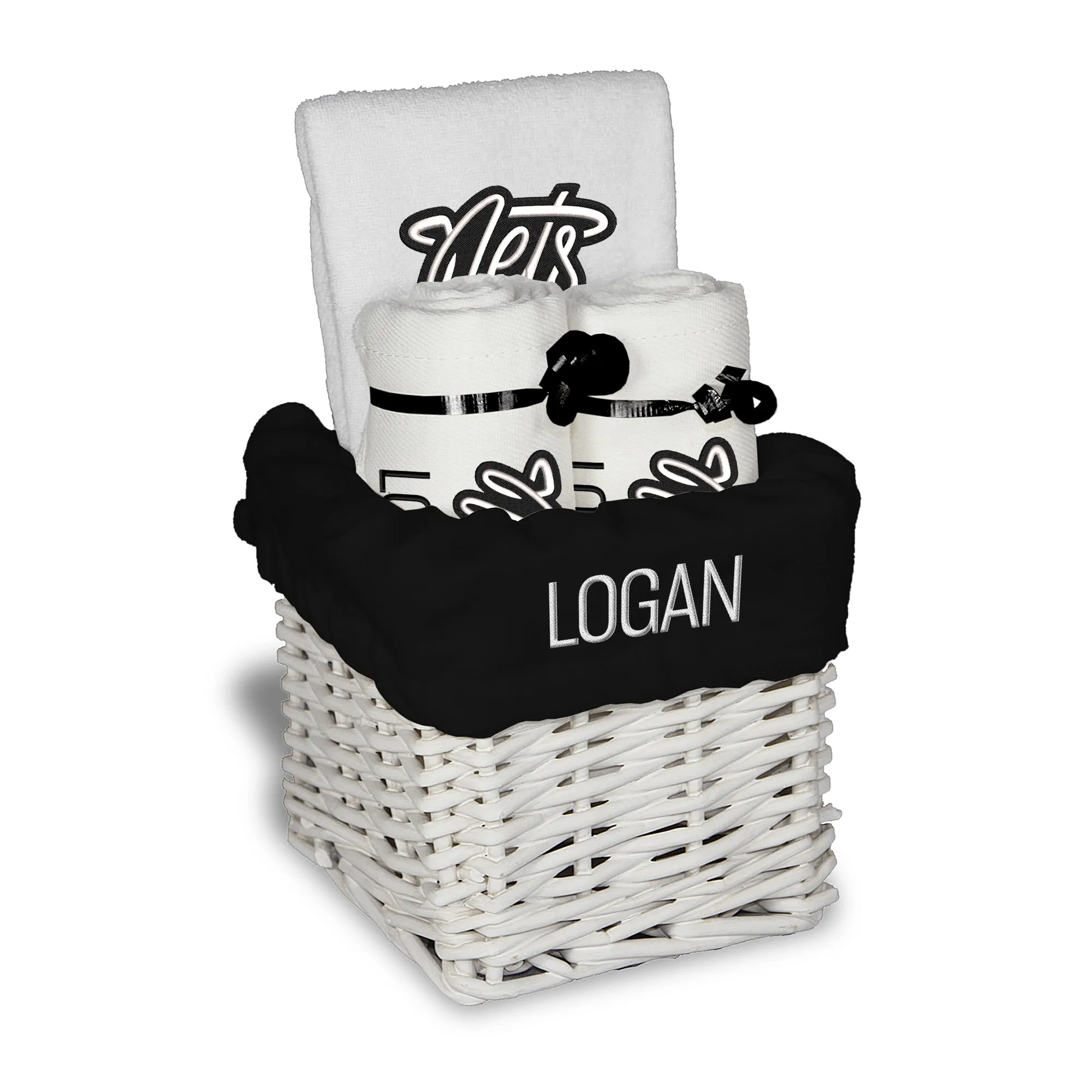 Personalized Brooklyn Nets Script Nets Small Basket - 4 Items