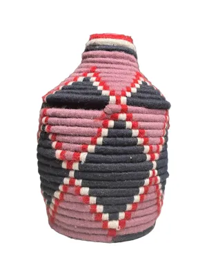 Pink & Grey Moroccan Basket with Lid