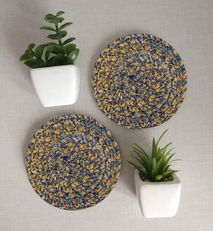 Polyster Round Coaster Set (6 PCS Set) Machine Washable Absorbent Size:5 inch Diameter