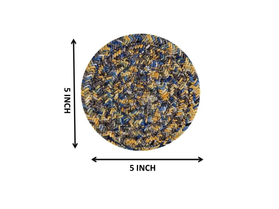 Polyster Round Coaster Set (6 PCS Set) Machine Washable Absorbent Size:5 inch Diameter