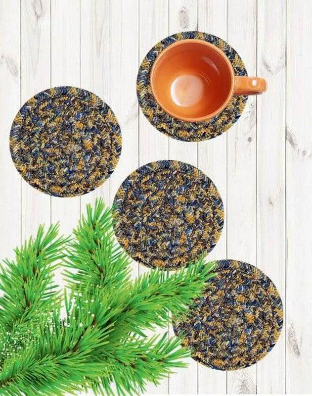 Polyster Round Coaster Set (6 PCS Set) Machine Washable Absorbent Size:5 inch Diameter