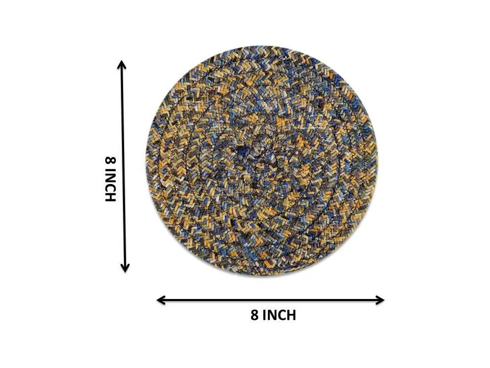 Polyster Round Coaster Set (6 PCS Set) Machine Washable Absorbent Size:5 inch Diameter