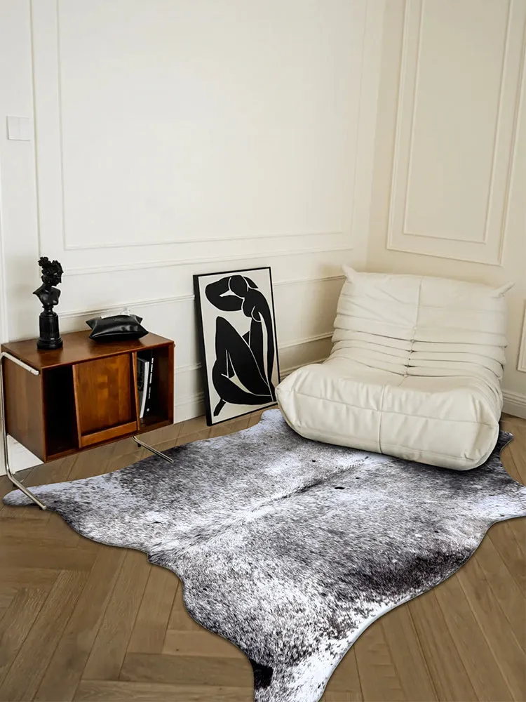 Premium Black Speckled Faux Cowhide Rug