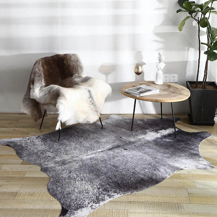 Premium Black Speckled Faux Cowhide Rug