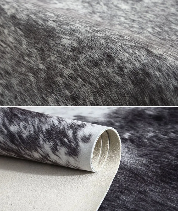 Premium Black Speckled Faux Cowhide Rug