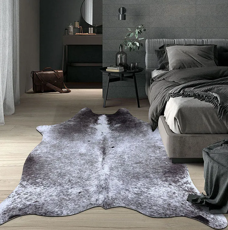 Premium Black Speckled Faux Cowhide Rug