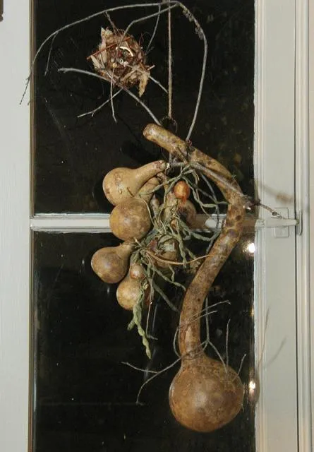 Primitive Gourd Door Hanging String Bean Garland Tree Branch Birds Nest Unique