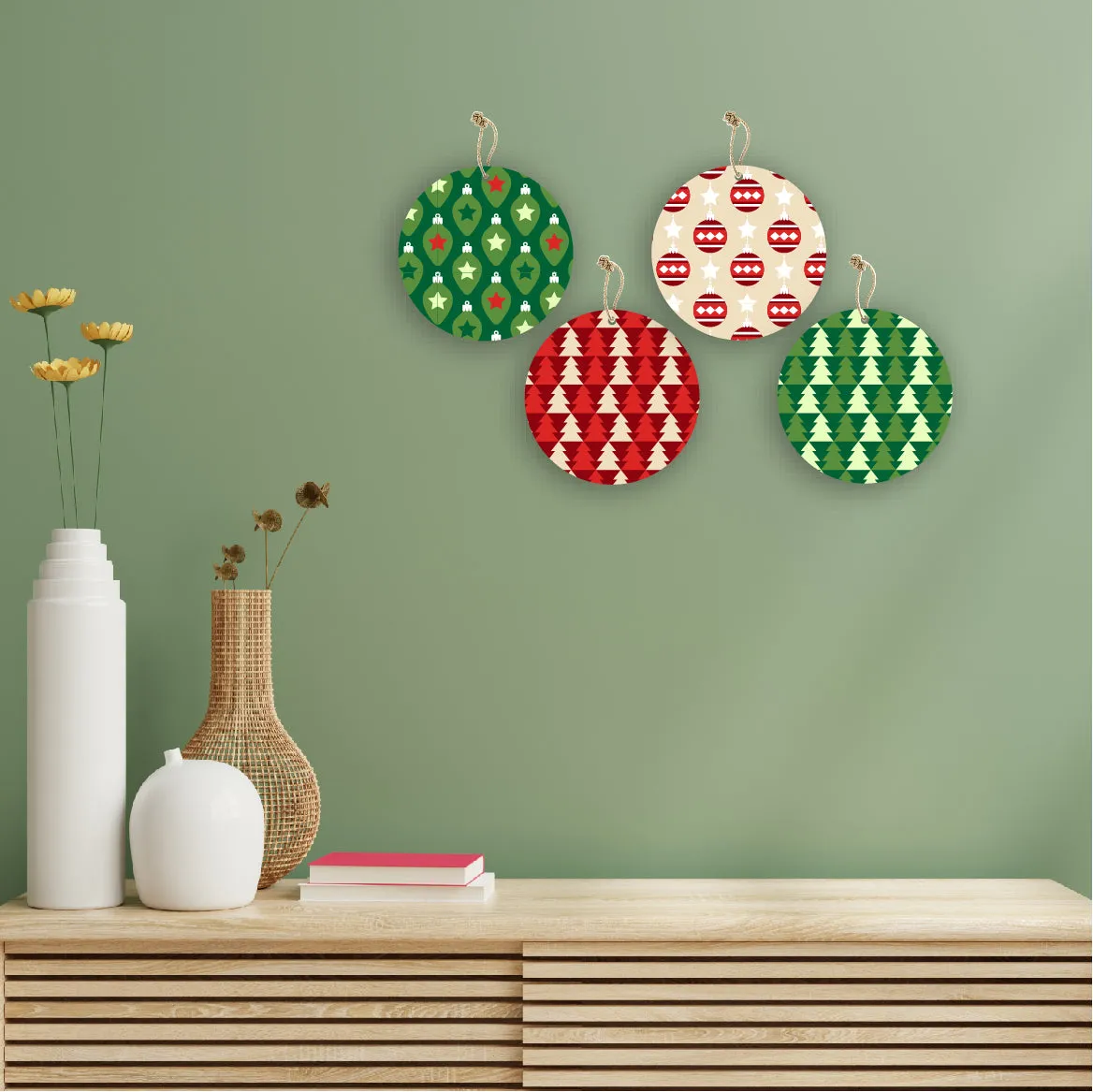 Printed Christmas Theme Wooden Wall Hanging Home Decorations House Living Room
