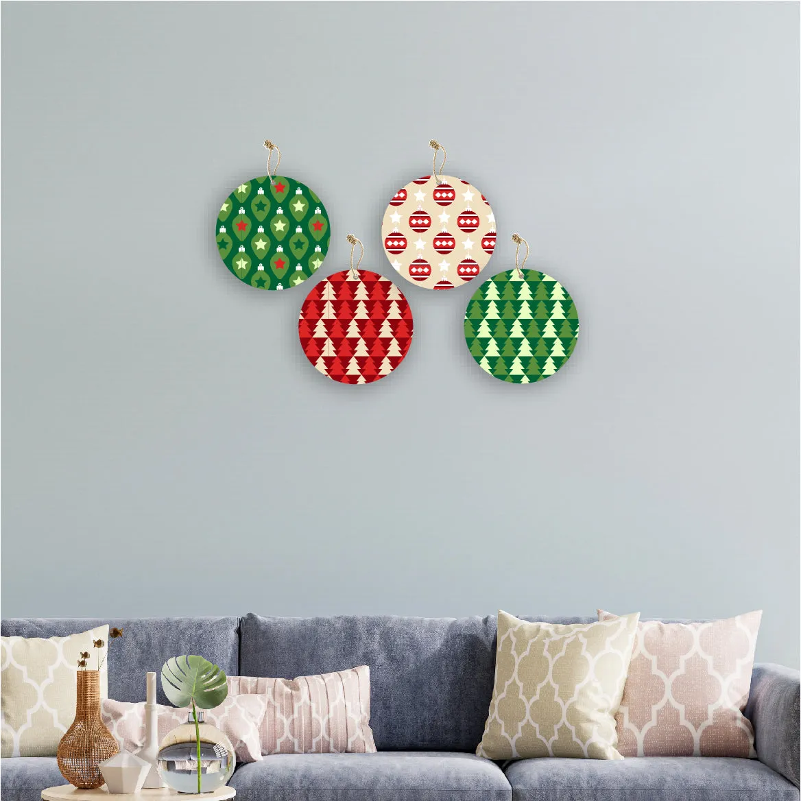 Printed Christmas Theme Wooden Wall Hanging Home Decorations House Living Room