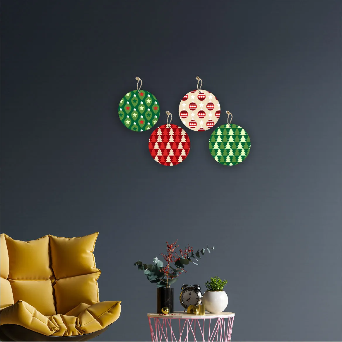 Printed Christmas Theme Wooden Wall Hanging Home Decorations House Living Room
