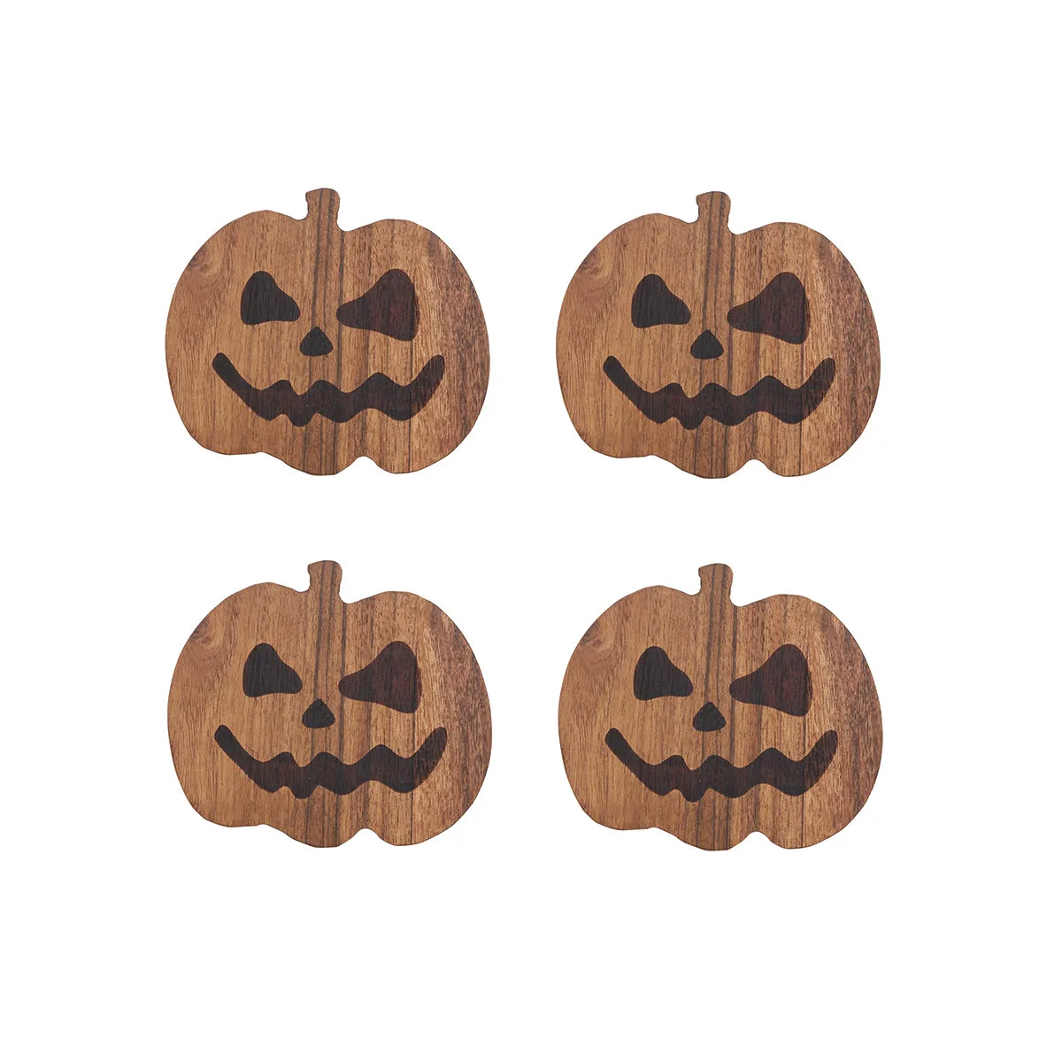 Pumpkin Wood Coasters, Set of 4