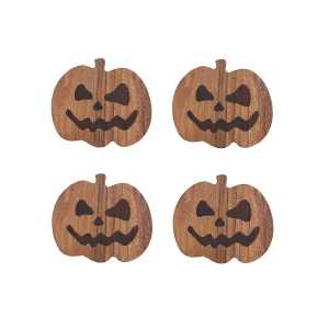 Pumpkin Wood Coasters, Set of 4
