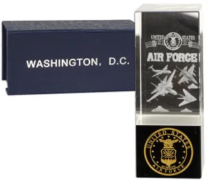 PWDC25 Crystal Cube Tall US Air Force Washington DC Black Base