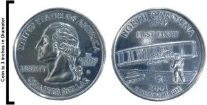 PWNC1 Coin Paperweight North Carolina Quarter
