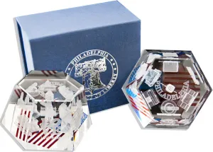 PWPH6 Crystal Hexagon Laser w USA Flag Philadelphia