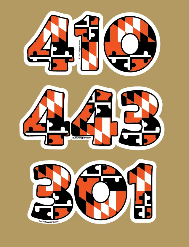 "410" Baltimore Baseball Black & Orange Maryland Flag / Sticker