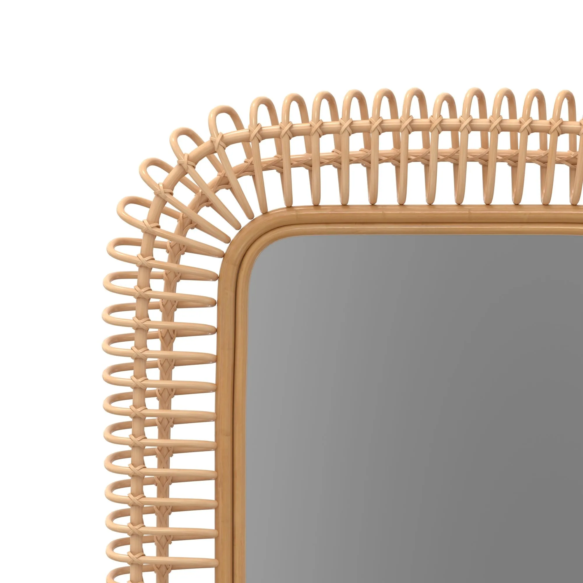 Rattan Coiled Rectangular Wall Mirror, Natural