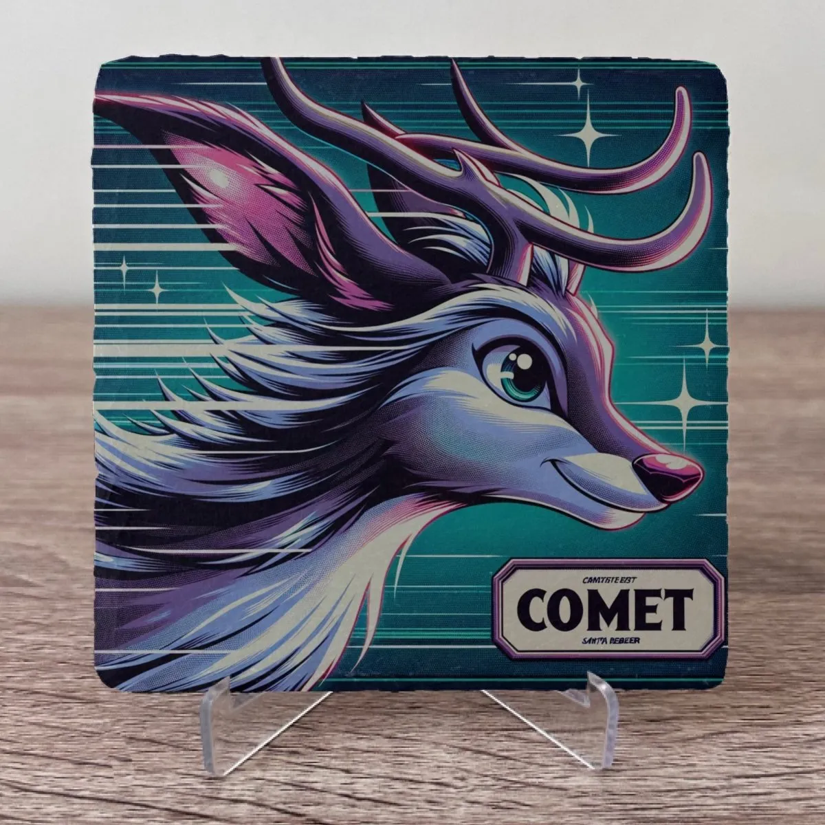 Reindeer Slate Coasters - Comet