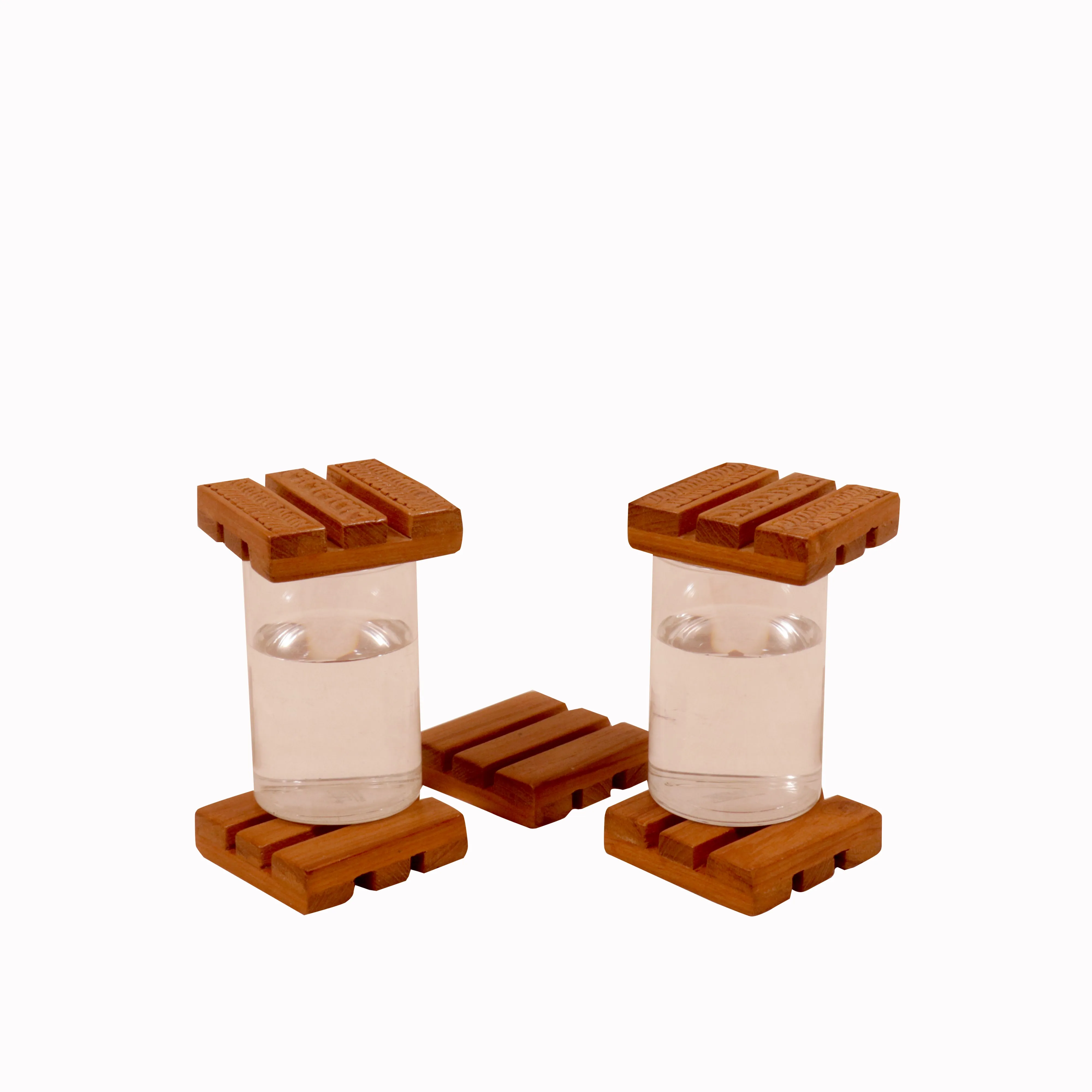 (Set of 5) Mini Log Tea Coasters