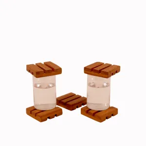 (Set of 5) Mini Log Tea Coasters