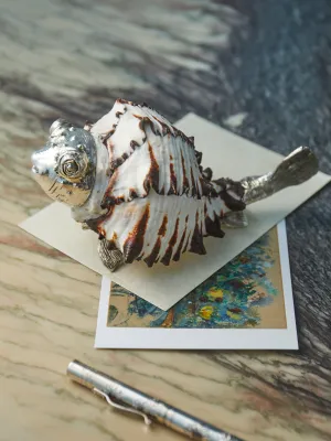 Silver-Plated and Shell Paperweight