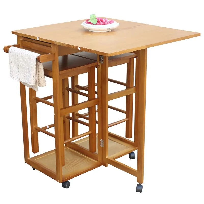 Simple fashion Foldable Without Handle Dining Cart With Square Stools Kitchen organize storage cabinet Home furniture