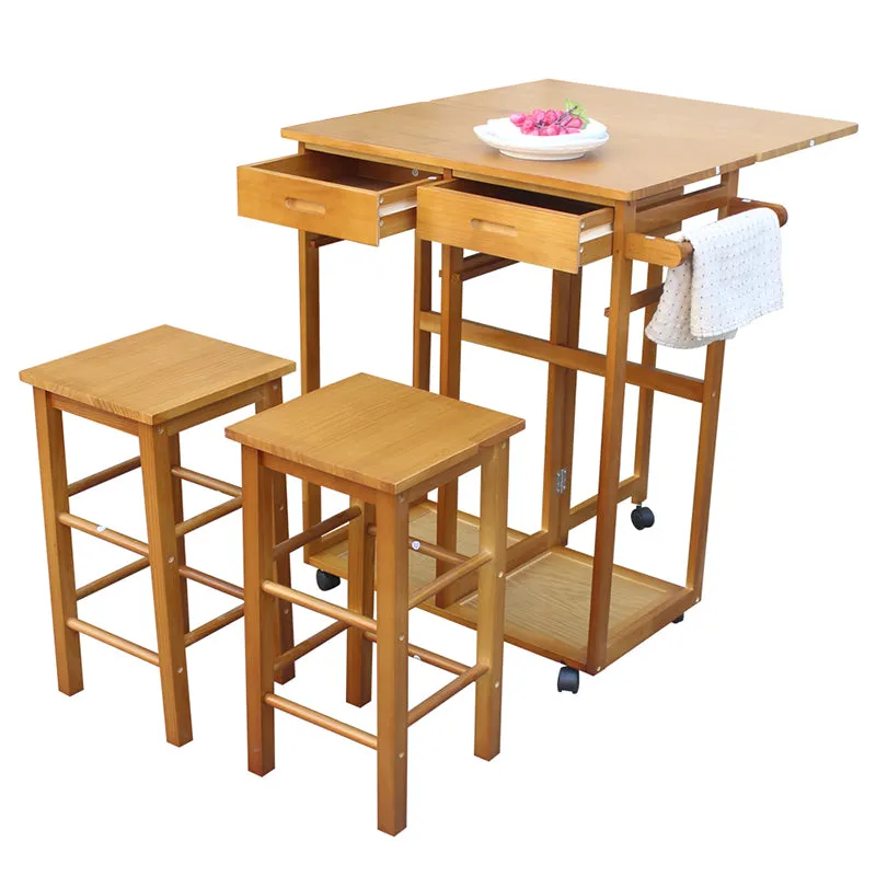 Simple fashion Foldable Without Handle Dining Cart With Square Stools Kitchen organize storage cabinet Home furniture