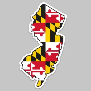State of New Jersey w/ Maryland Flag / Sticker