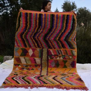 TAFROUD | 8x5 Ft | 247x153 cm | Moroccan Colorful Rug | 100% wool handmade