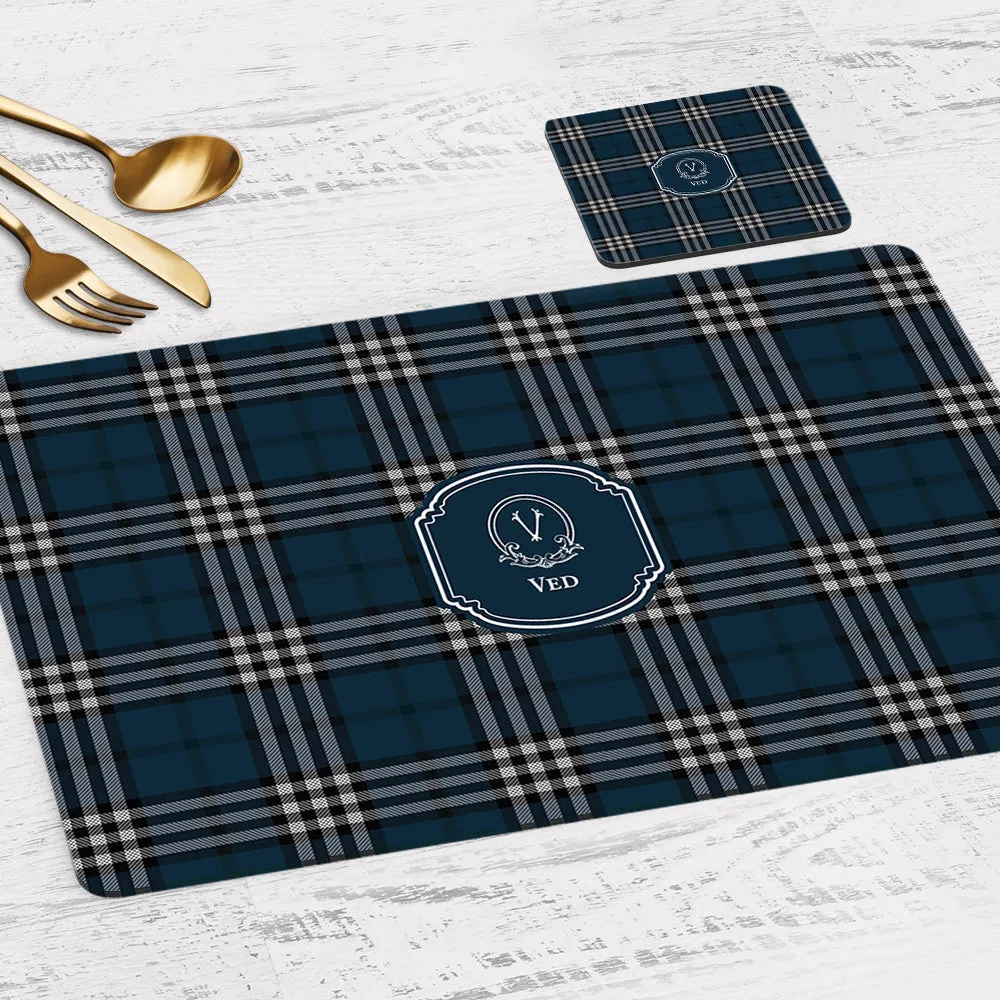 Tartan Tableware Set (4 Placemats & 4 Casters)