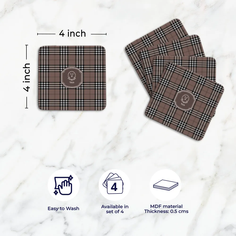 Tartan Tableware Set (4 Placemats & 4 Casters)