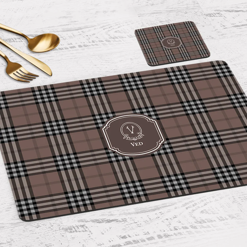 Tartan Tableware Set (4 Placemats & 4 Casters)