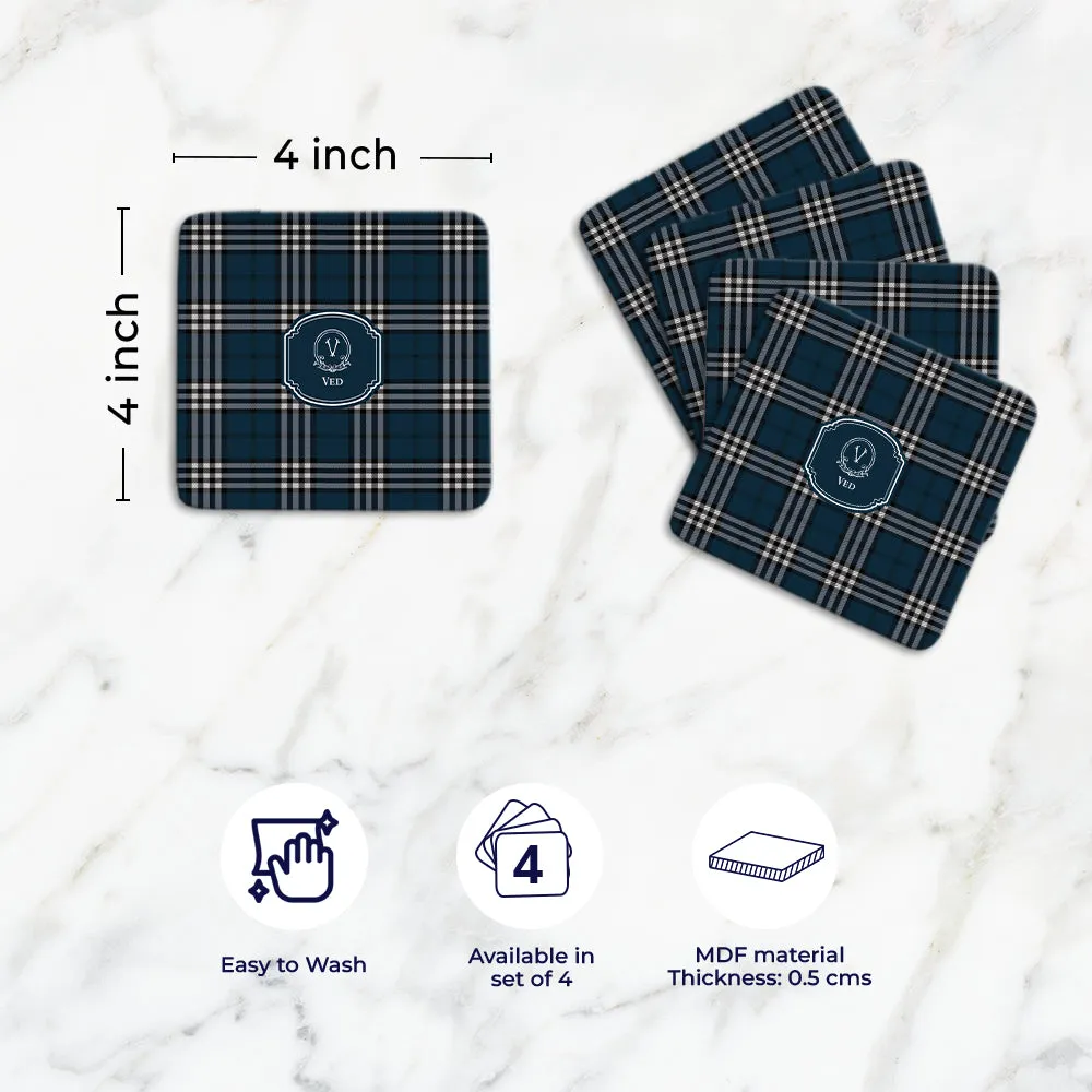 Tartan Tableware Set (4 Placemats & 4 Casters)