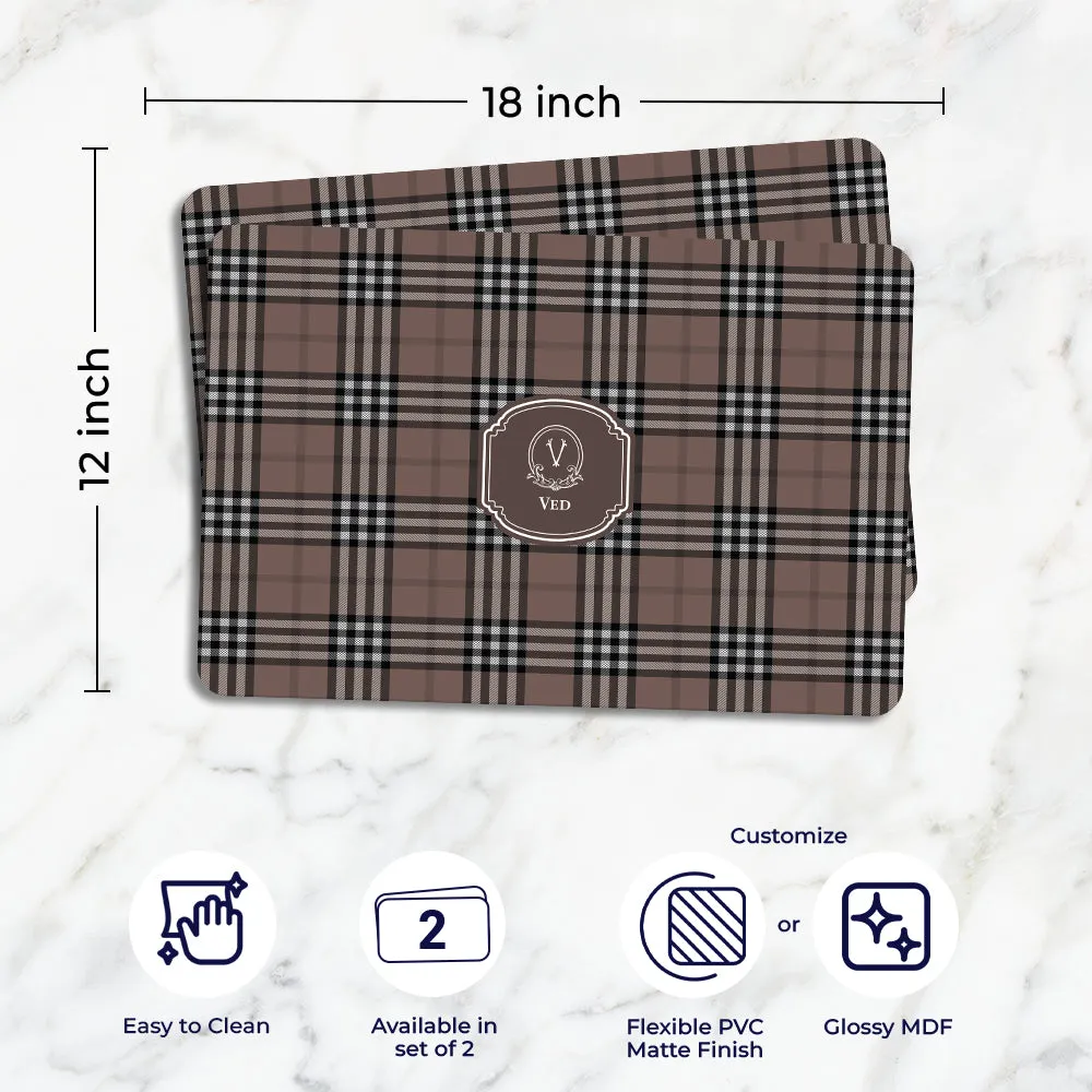 Tartan Tableware Set (4 Placemats & 4 Casters)
