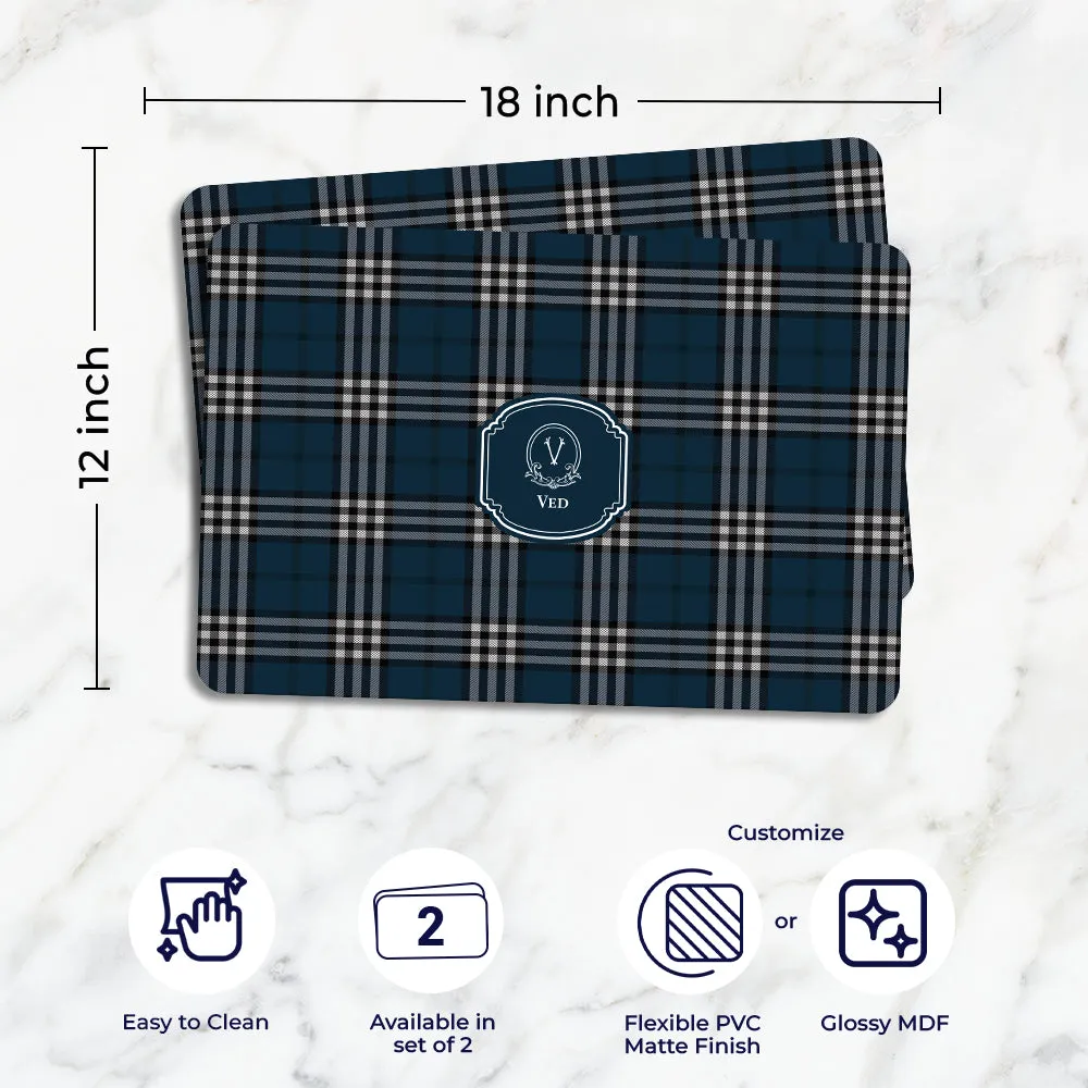 Tartan Tableware Set (4 Placemats & 4 Casters)
