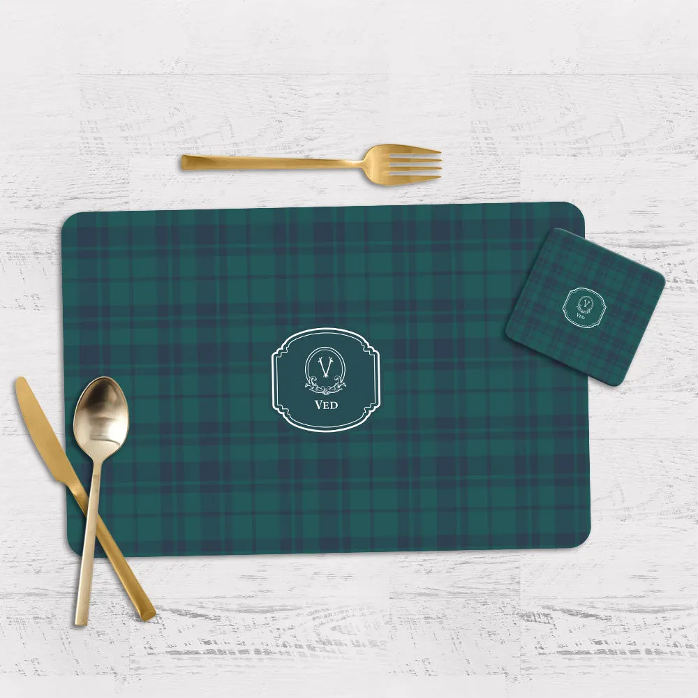 Tartan Tableware Set (4 Placemats & 4 Casters)