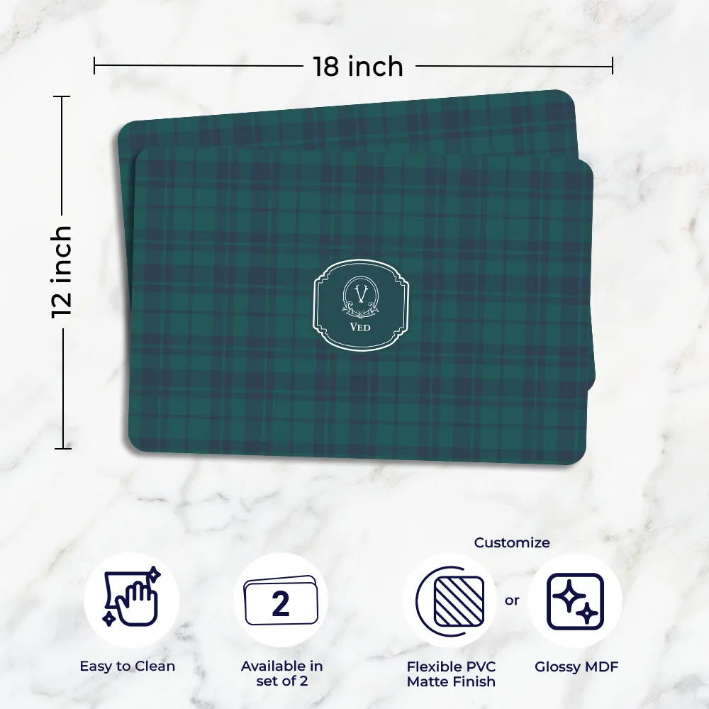 Tartan Tableware Set (4 Placemats & 4 Casters)