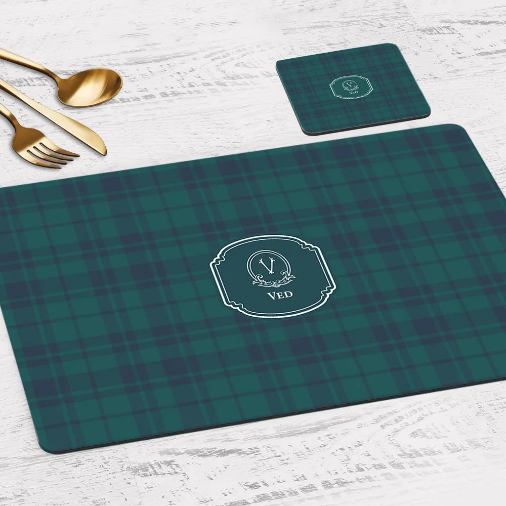 Tartan Tableware Set (4 Placemats & 4 Casters)