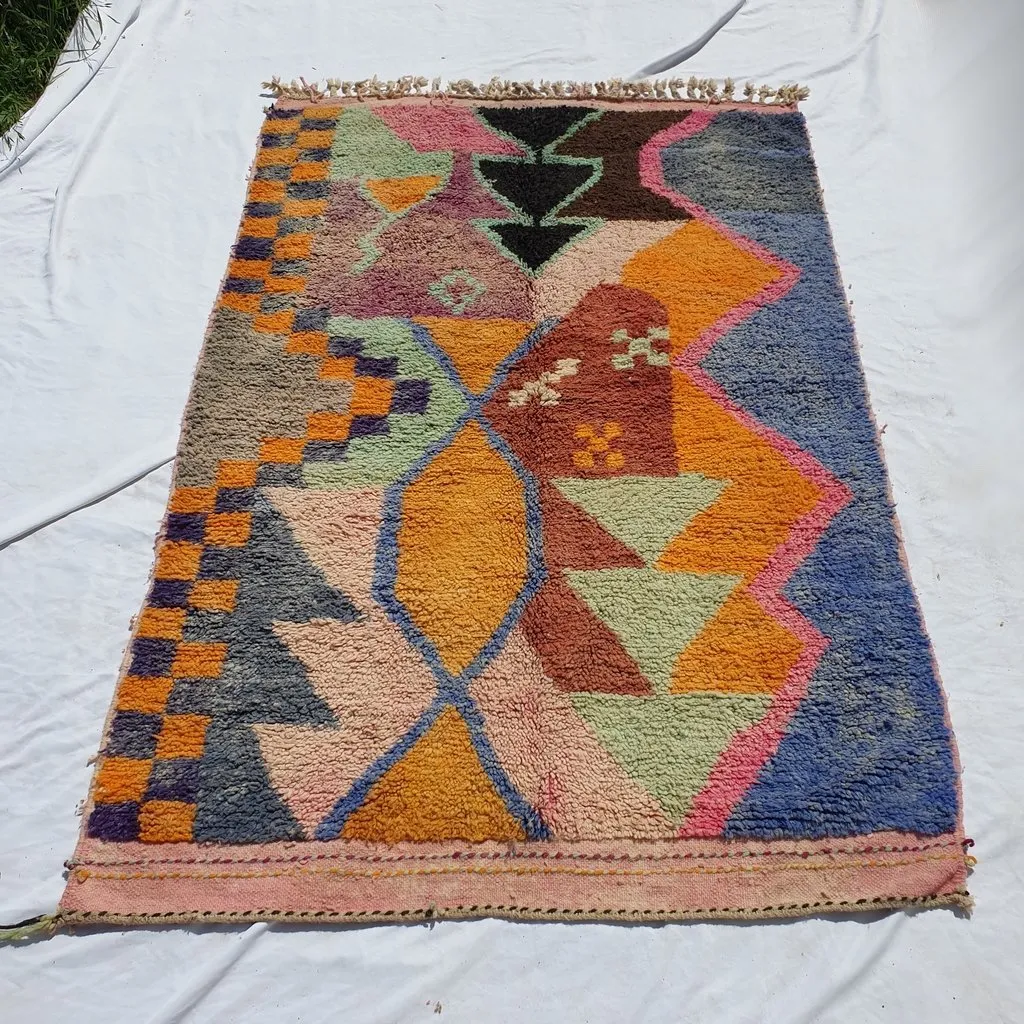 TERWIN | 8x5 Ft | 2,5x1,5 m | Moroccan Colorful Rug | 100% wool handmade