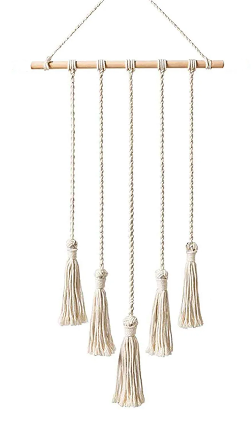 VAH Hanging Photo Display Macrame Wall Hanging Pictures Organizer Home Decor, Bohemian Home Decor, with Wood Clips (Macrame 5 Line)