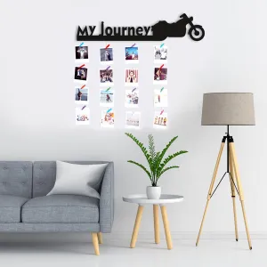 VAH New my Journey wooden Hanging Photo Display Picture Frame Collage Picture Display Organizer with Wood Clips for Wall Decor Hanging Photos