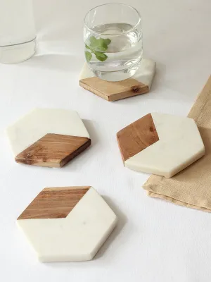 Vallam - Set Of 4 Coasters (Natural And Wooden)