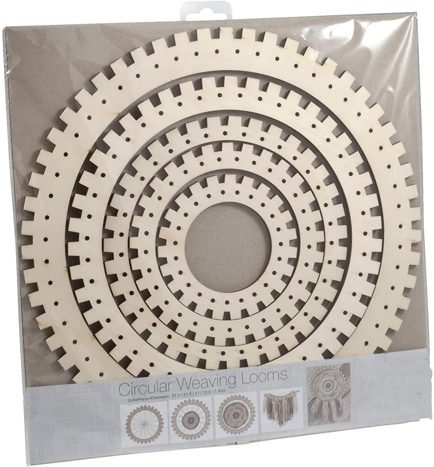 Whittlewud Pack of 5 Wooden Weaving Handloom, Weaving Looms: Circular: 5 Pieces, Wood, Assorted Make Wall hangings