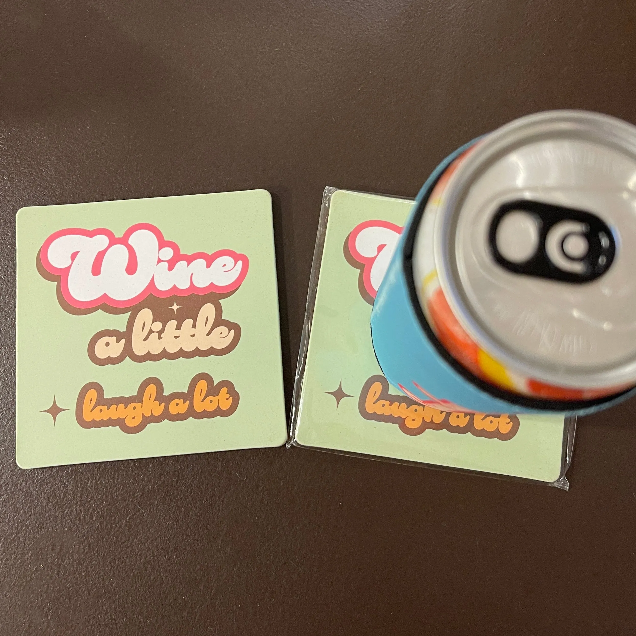 Wine A Little, Laugh A Lot - Cork Coaster